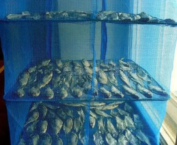 Сетка для сушки рыбы (фруктов и овощей) сушилка Трехярусная 45х45х55| Сетка для сушки грибов