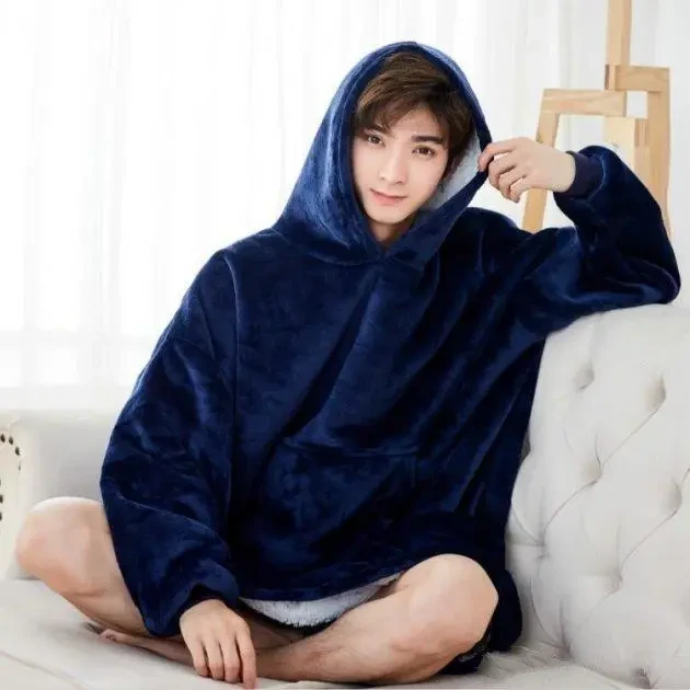 Толстовка плед із капюшоном Huggle Hoodie Синій