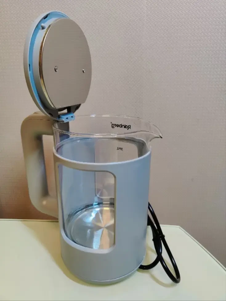 Дисковый прозрачный электрочайник Rainberg RB-2220 Стеклянный электрический чайник с подсветкой 2200W