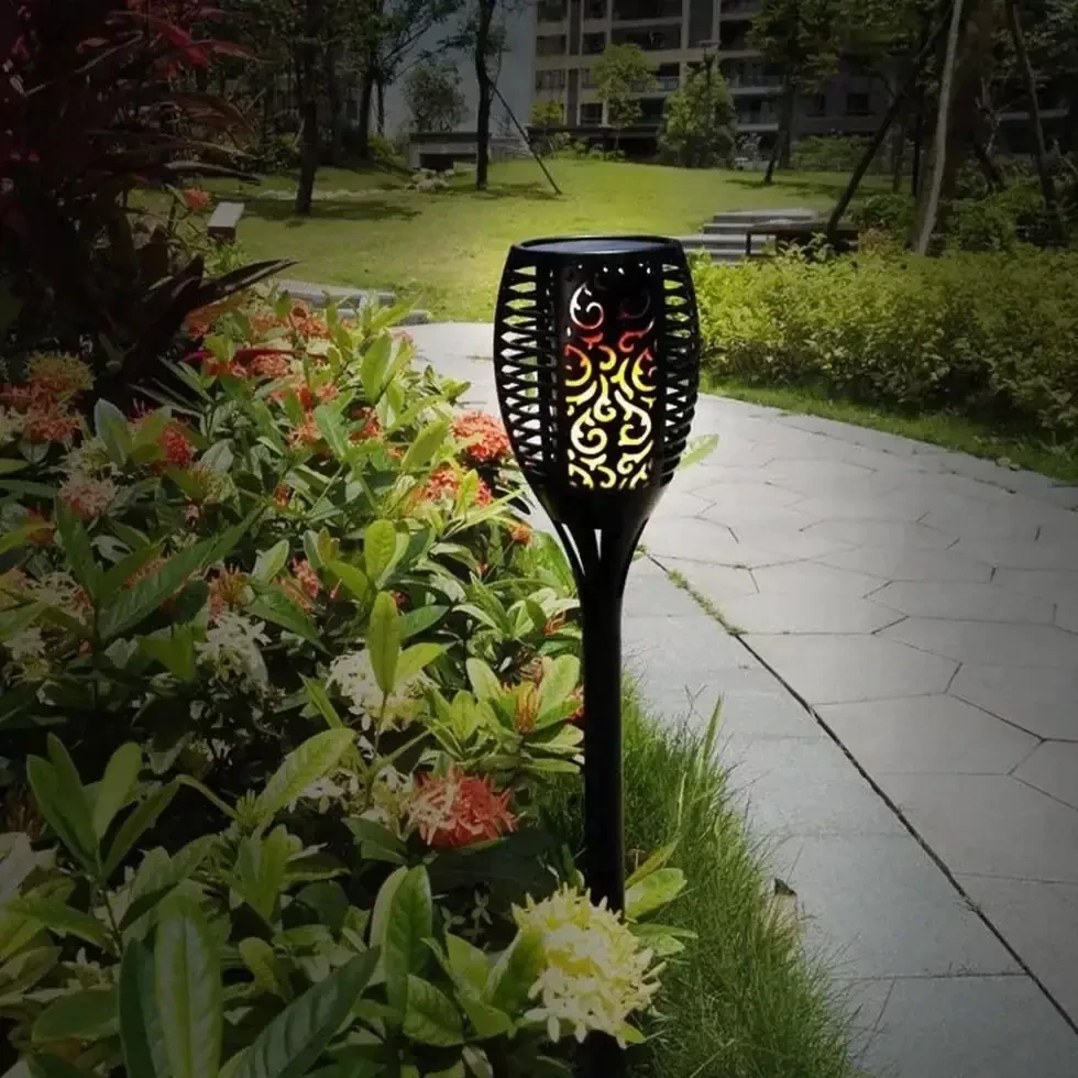 Водонепроницаемый фонарь 80 см с эффектом пламени Solar flame led light sensor activated