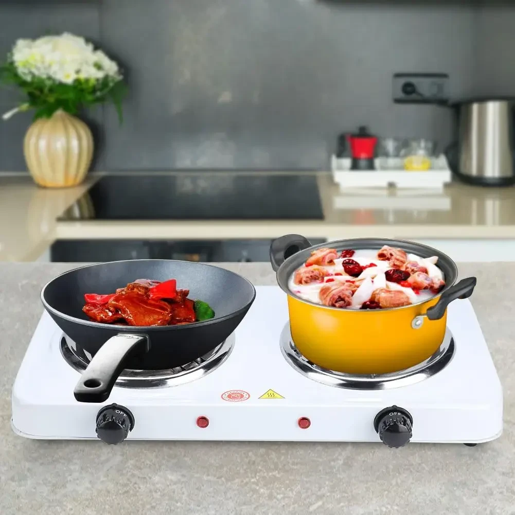 Електрична настільна плита дві конфорки Hot Plate HP-JX2020B спіральний тен, 2 кВт, 5 режимів Білий UKG