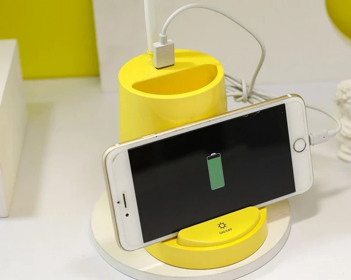 Лампа настольная DESKTOP LAMP EL-2176 с функцией Powebank 1200mAh, держателем телефона желтая