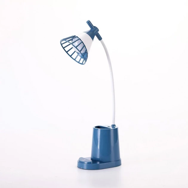 Лампа на гибкой ножке DESKTOP LAMP EL-2176 синий с функцией Powebank 1200mAh, держателем телефона