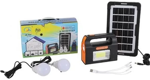 Солнечная зарядная станция + LED фонарь Junai JA-2007 с лампочками + Power Bank