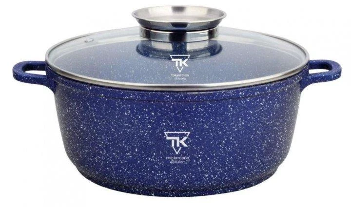 Каструля казан із мармуровим антипригарним покриттям 24 см 4,2 л Top Kitchen TK00052  Синій