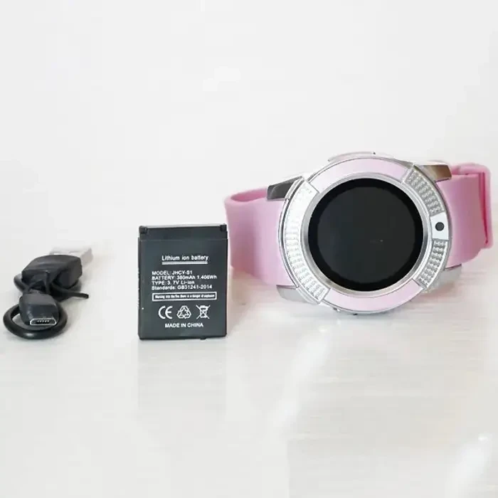 Часы Smart watch V8 розовый с камерой и sim-картой