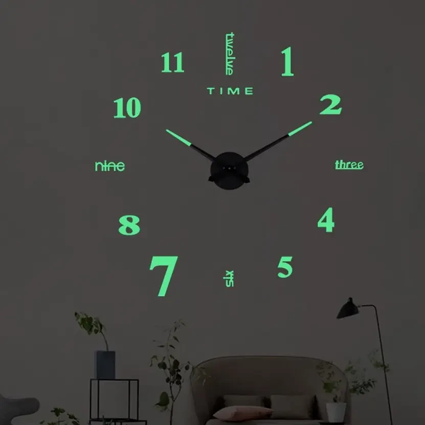 Великий настінний годинник Horloge 3D DIY кварц (Чорний) Безкаркасний годинник на стіну