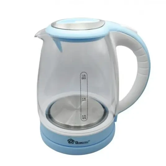 Електрочайник Domotec MS 8111 синій/білі скла 1,8 л ha Скляний електричний чайник