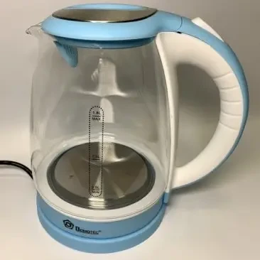 Електрочайник Domotec MS 8111 синій/білі скла 1,8 л ha Скляний електричний чайник