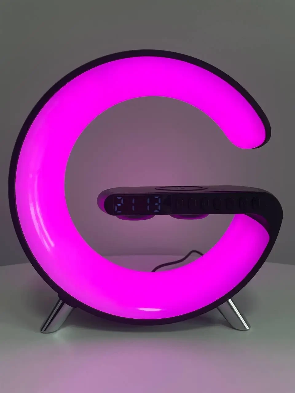 Светильник, ночник RGB Smart Light Sound Machine с беспроводной зарядкой 15W и Bluetooth колонкой 3W - черный