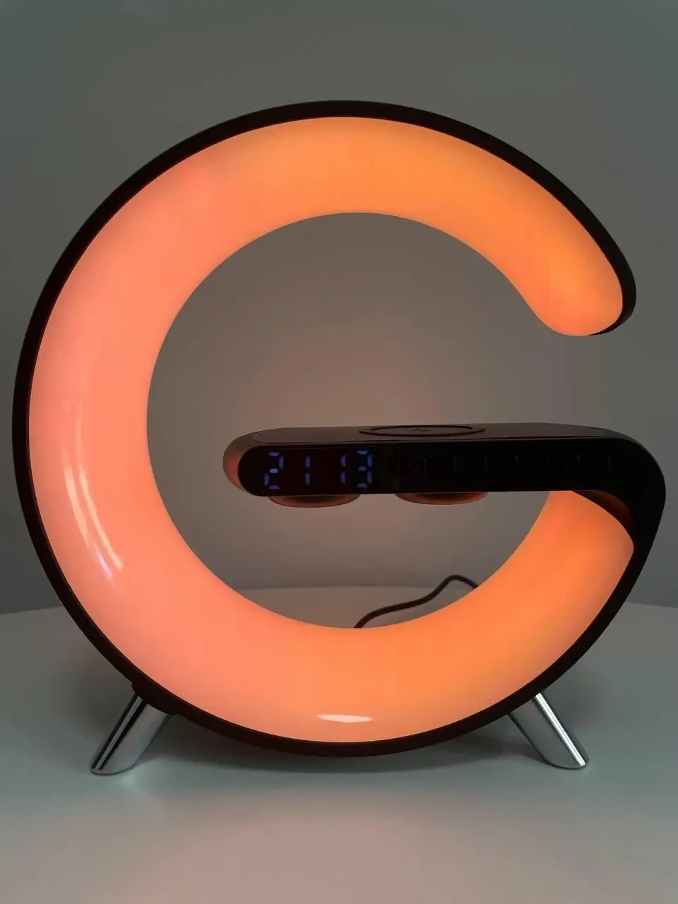 Светильник, ночник RGB Smart Light Sound Machine с беспроводной зарядкой 15W и Bluetooth колонкой 3W - черный