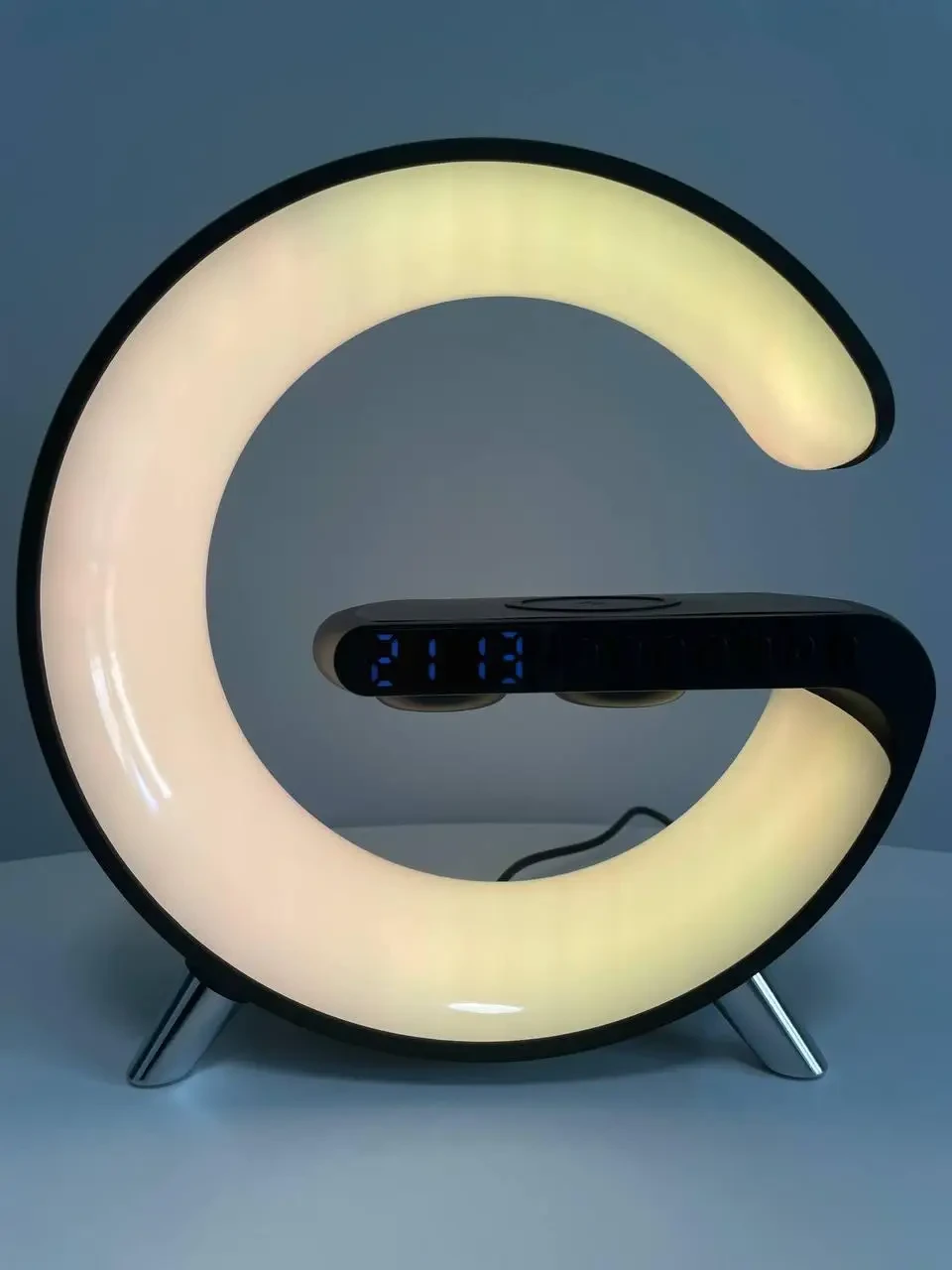 Светильник, ночник RGB Smart Light Sound Machine с беспроводной зарядкой 15W и Bluetooth колонкой 3W - черный