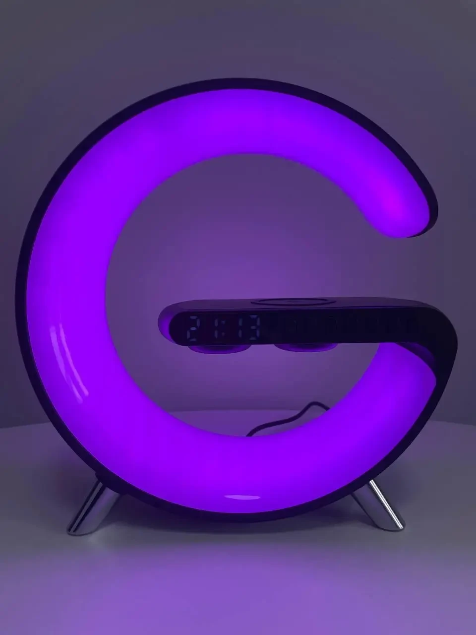 Светильник, ночник RGB Smart Light Sound Machine с беспроводной зарядкой 15W и Bluetooth колонкой 3W - черный