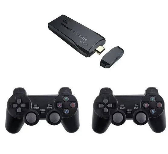 Игровая приставка M8 64gb Mini Game Stick 4K HDMI + 2 беспроводных джойстика, консоль для телевизора