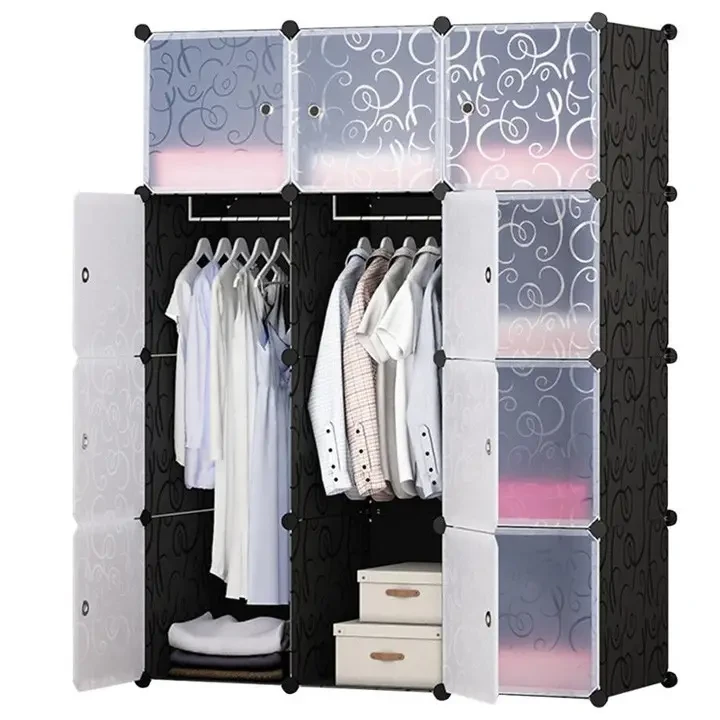 Пластикова складана шафа Storage Cube Cabinet «МР 312-62» Чорна (110х37х146см)