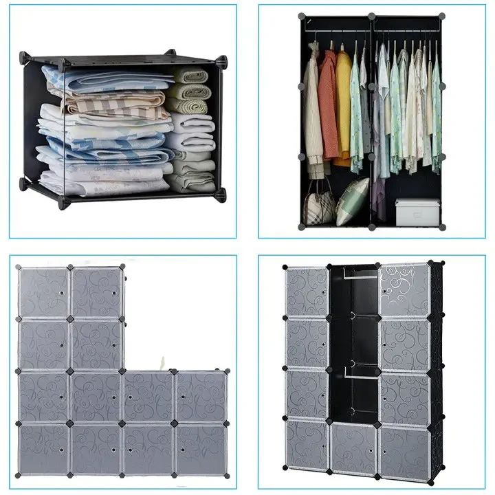 Пластикова складана шафа Storage Cube Cabinet «МР 312-62» Чорна (110х37х146см)