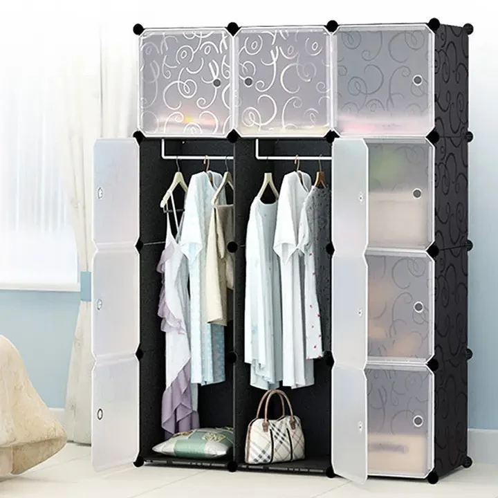 Пластикова складана шафа Storage Cube Cabinet «МР 312-62» Чорна (110х37х146см)