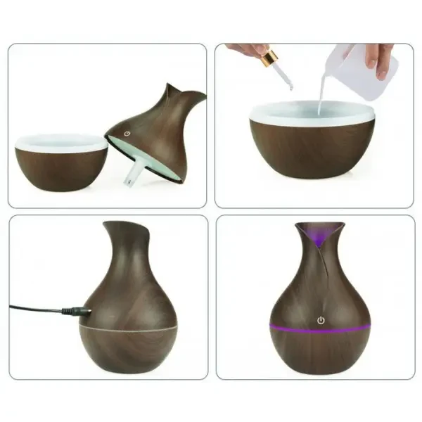 Зволожувач повітря ТЕМНО-КОРИЧЕНОВИЙ Humidifier Ultrasonic Aroma з підсвіткою <unk> Повітроочисник
