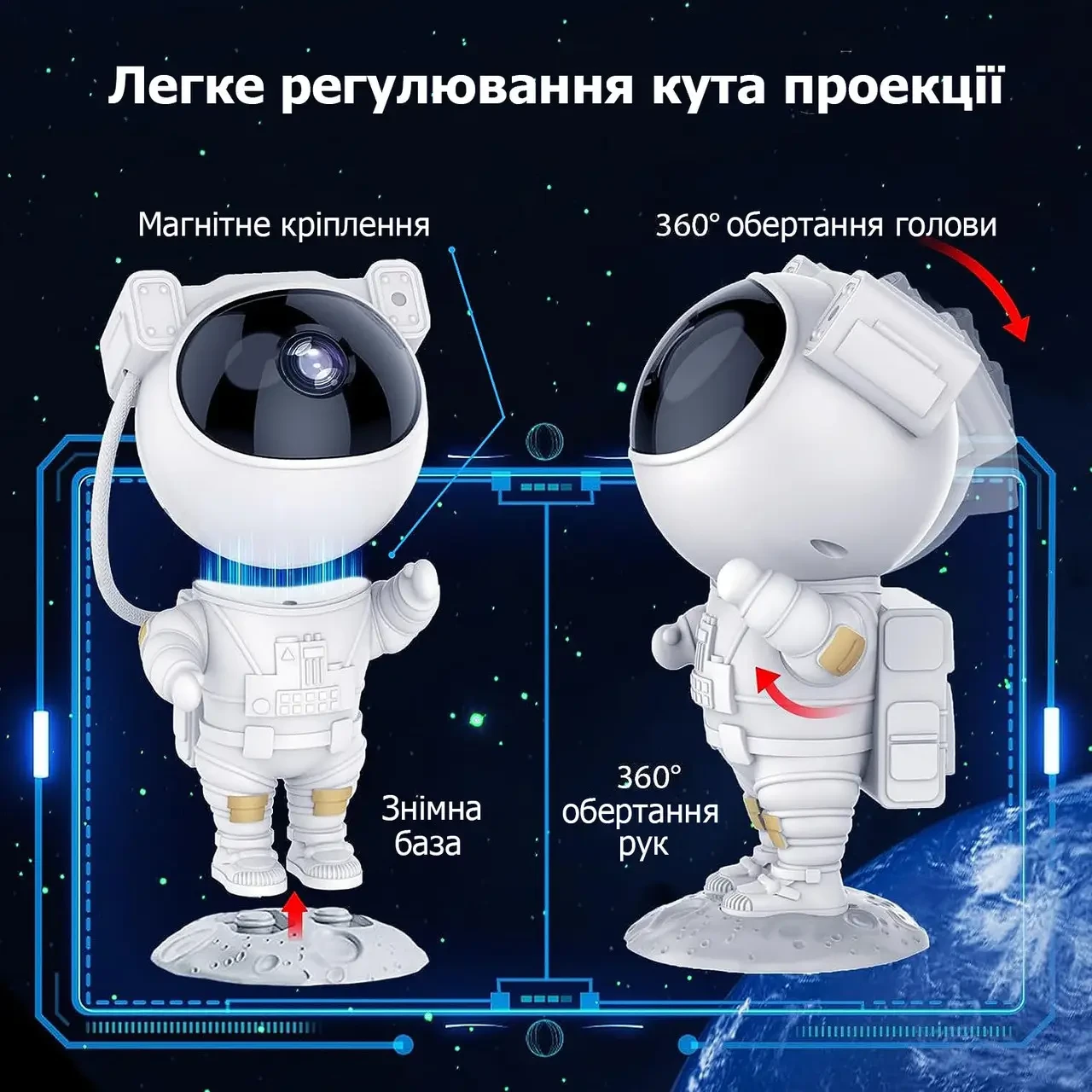 Ночник проектор звездного неба БОЛЬШОЙ Космонавт – лазерный светильник проектор астронавт с пультом