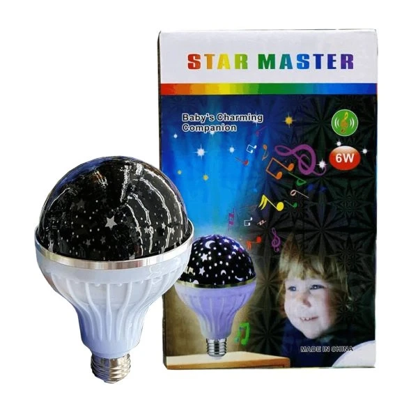 Лампа проектор звёздного неба в патрон Master Bulb601-HX 6Вт, ночник, 3 цвета свечения, 220В