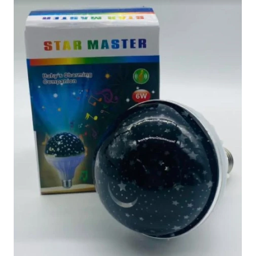 Лампа проектор звёздного неба в патрон Master Bulb601-HX 6Вт, ночник, 3 цвета свечения, 220В