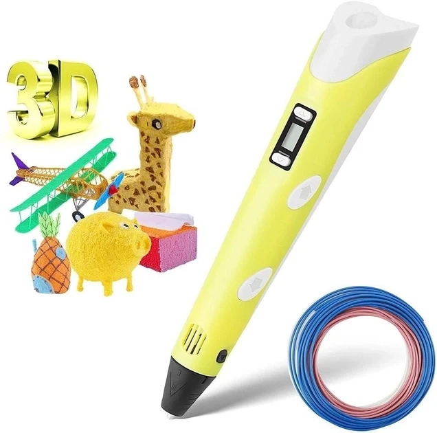 3d ручка для детского творчества 3Dpen С Lcd Экраном Полный Набор Пластик   Жёлтый