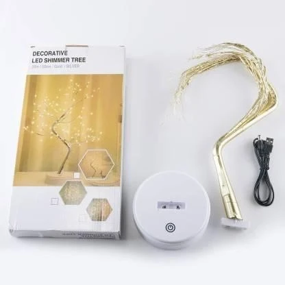 Лед Светильник Ночник Дерево Бонсай Серебристого Цвета с Теплым Светом USB + 3AA