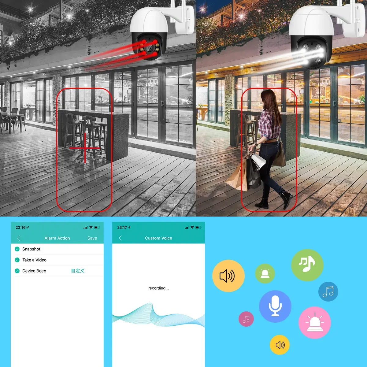 Уличная IP Wi-Fi PTZ-D4 камера Наблюдения Видеонаблюдения Купольная Поворотная IP66 бело-черная