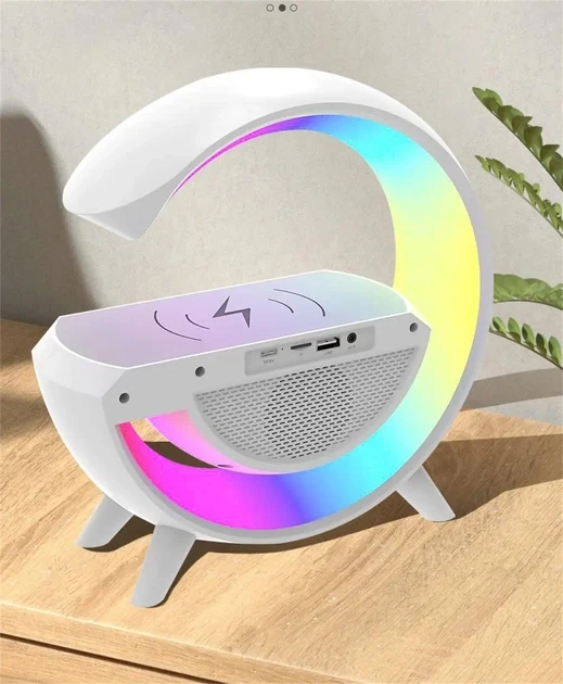 Настільна смарт-лампа, нічник BT-3401 RGB Rainbow Light-Wireless Happy Light з Bluetooth колонкою + бездрот
