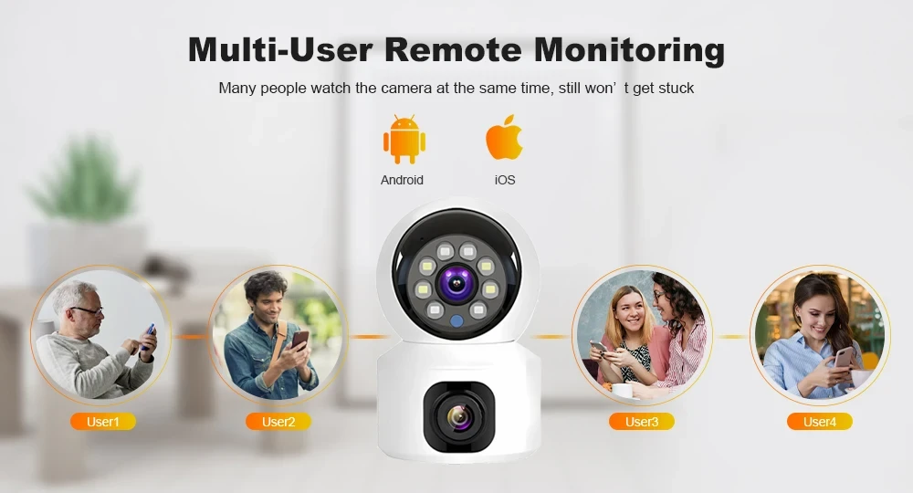 Домашняя камера видеонаблюдения WIFI 2DUAL LENS PTZ CAMERA APP:V380PRO 4MP