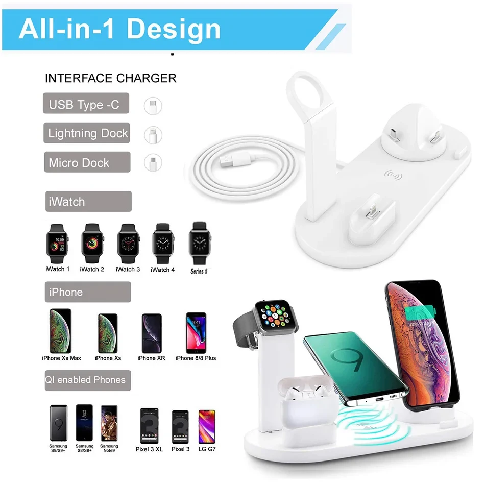 Беспроводная зарядная станция 3in1 Wireless charger 10вт.