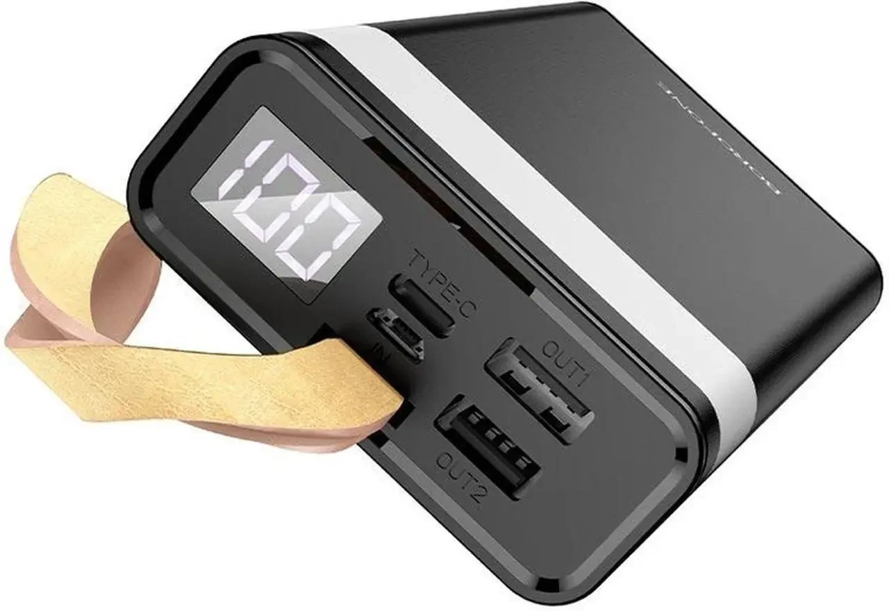 Повербанк BOROFONE BJ18-20000мАч Power Bank с цифровым дисплеем, фонарем, 2хUSB Черный BYT