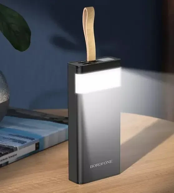 Повербанк BOROFONE BJ18-20000мАч Power Bank с цифровым дисплеем, фонарем, 2хUSB Черный BYT