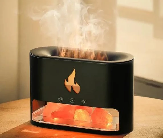 Увлажнитель воздуха Docsal Flame 3в1 с ультразвуковым увлажнением и соляными камнями. Черный
