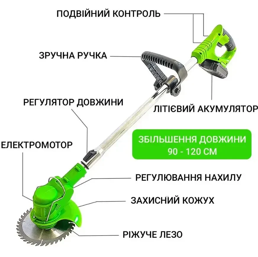Аккумуляторный триммер - газонокосилка для сенокоса травы с двумя аккумуляторами 48V/2Акб
