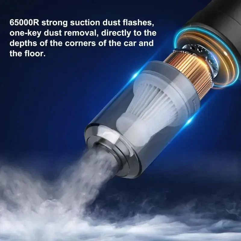 Автомобильный портативный беспроводной аккумуляторный пылесос 2 in1 Vacuum cleaner ЧЕРНЫЙ LY-597