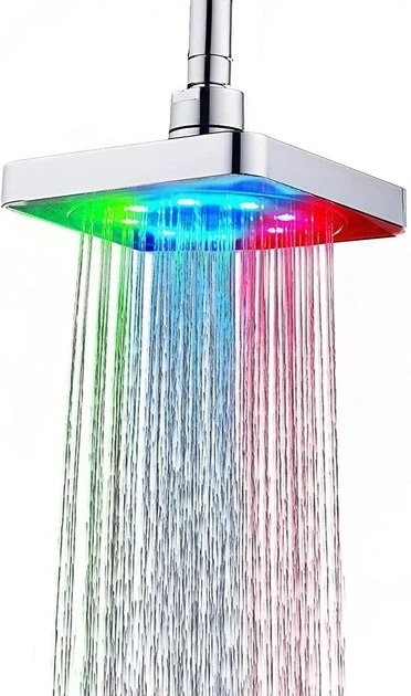 Лейка насадка для душа с LED подсветкой RGB светодиодная, квадратная 150 мм LED Shower head AND XL-902