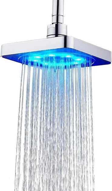 Лейка насадка для душа с LED подсветкой RGB светодиодная, квадратная 150 мм LED Shower head AND XL-902