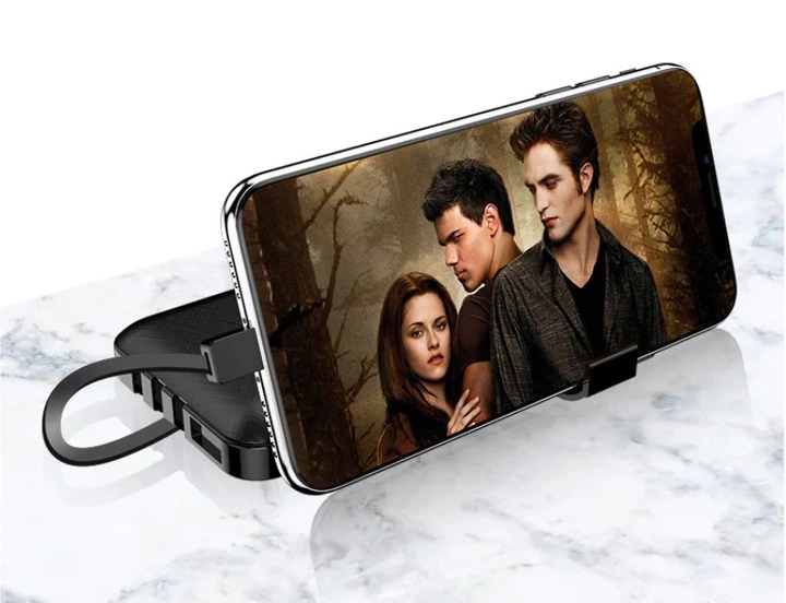 Павербанк 50000 mAh встроенные кабели USB, micro USB, Type-C, Lightning с Подставкой для телефона, Портативна