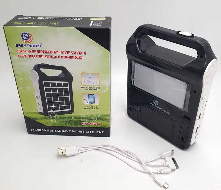 Радио-фонарь с солнечной панелью Bluetooth Power Bank станция 2400мА (съёмные 2*18650) EASY POWER EP-036