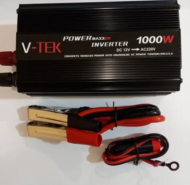 Преобразователь напряжения автомобильный V-TEK Power Maxx-SSK1000W, инвертор 12/220В, USB, охлаждение Черный