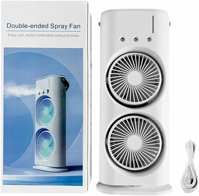 Вентилятор настольный двойной с охлаждением Double-ended Spray Fan LED подсветка 3 скорости пульт