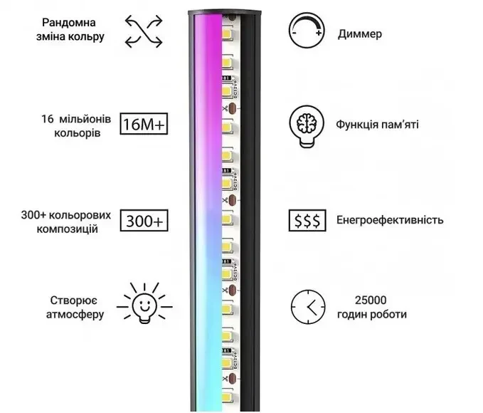 Напольная Лампа 1.4 m для спальни RGB светодиодная Напольная Лампа для спальни, HA-10