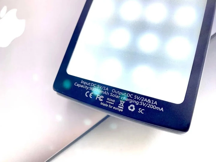 УМБ Power Bank Solar 90000 mAh мобильное зарядное с солнечной панелью и лампой, Power Bank Charger ART-4531