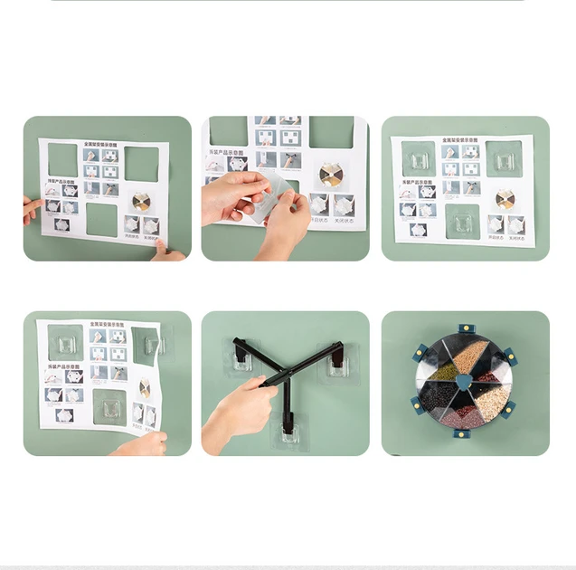 Карусель для зерен настінна з обертанням 360° Kitchen Storage Box 6-in-1 кухонний набір для круп із кріпленням