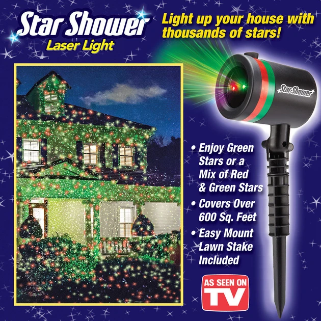 Лазерный проектор - гирлянда на дом STAR SHOWER Laser Light праздничное освещение движущиеся точки