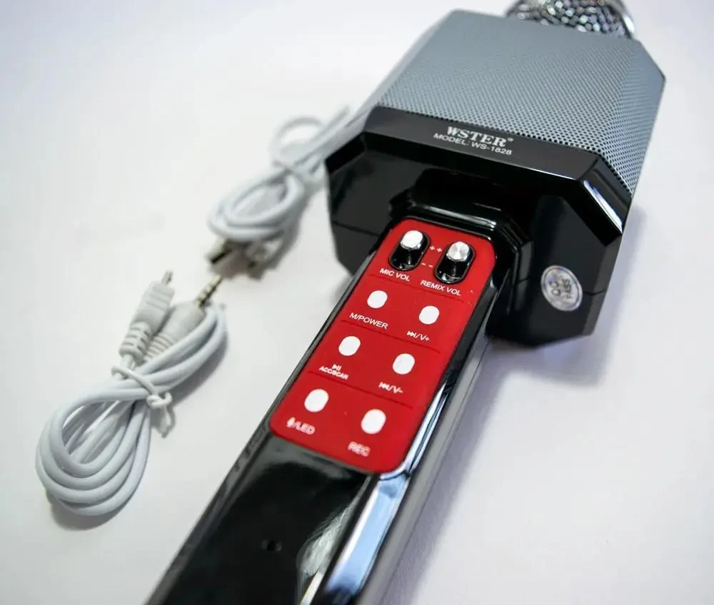 Караоке микрофон WSTER WS-1828 c LED подсветкой (4 Голоса/USB/Bluetooth)