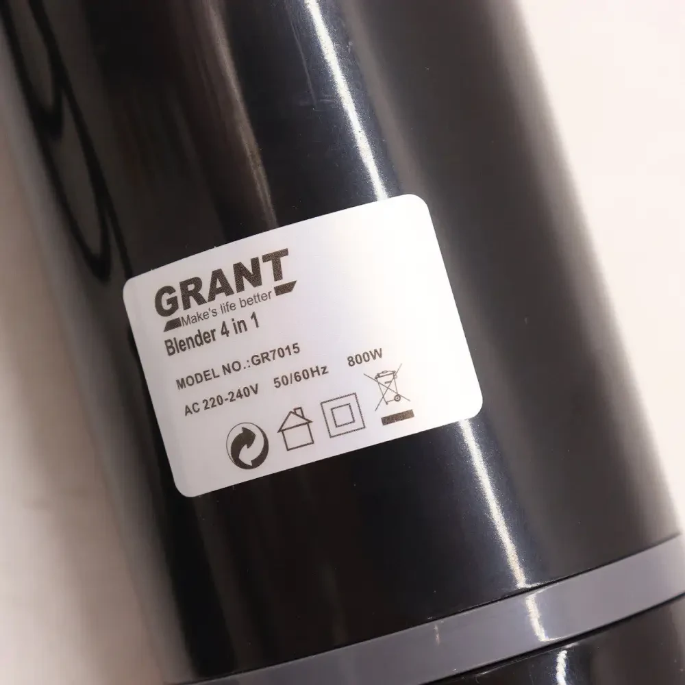 Блендер заглибний 3в1, 800 Вт GRANT GR7015, Чорний/Рожевий блендер-подрібнювач з міксером і чашею
