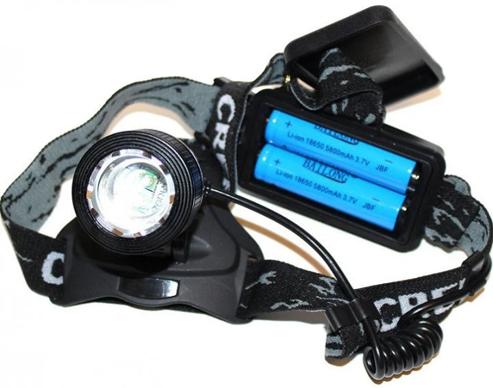 Налобный фонарь LED T6 со встроенным аккумулятором 2*18650 Bailong BL-2199-T6 черный