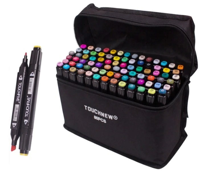 Маркеры TOUCH Sketch Marker Black 80 шт разноцветные + сумка